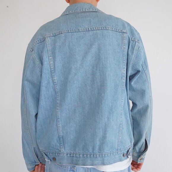 Vintage '90s Pepsi Co Light Wash 100% Cotton Button Up Blue Denim Jacket M - Picture 2 of 12